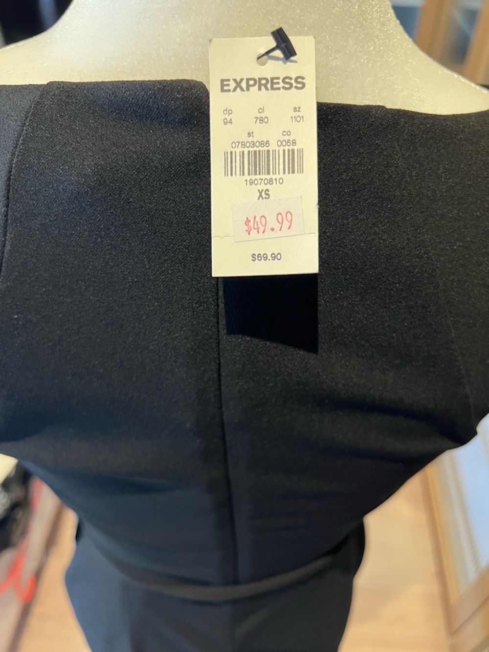 New! Express Belted Sheath Dress Casual Size XS Black - Picture 6 of 13